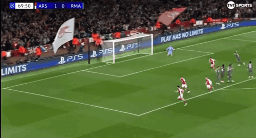 A Soccer Game Is Being Played On A Ps5 Console GIF