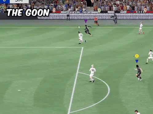 a soccer game is being played with a sign that says the goon