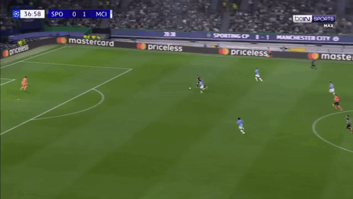 A Soccer Game Is Being Played With Qatar Airways On The Sidelines GIF