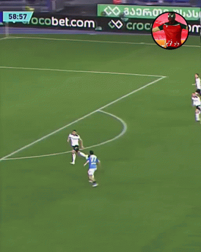 A Soccer Game Is Underway With The Time Of 58:59 On The Clock GIF