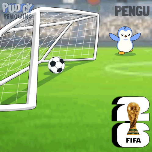 A Soccer Game With A Penguin And A Trophy With The Number 3 On It GIF