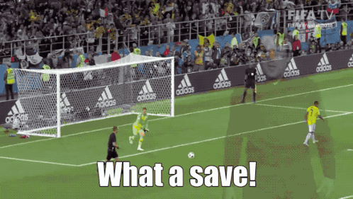 a soccer game with the words what a save on the bottom right