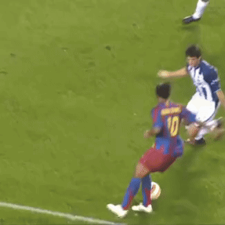 A Soccer Goal With A Sign Behind It That Says ' Wanda ' On It GIF