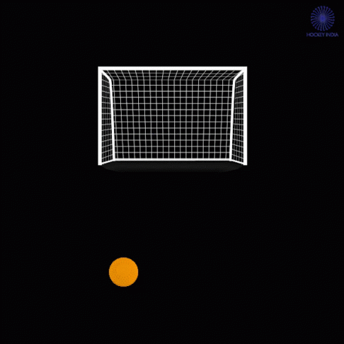 A Soccer Goal With The Word Goal In Blue Letters GIF