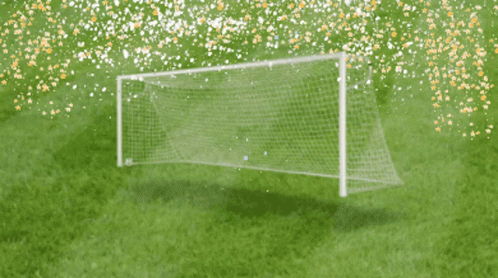 A Soccer Goal With The Word Goal Written On The Net GIF
