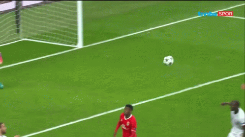 A Soccer Goalie Dives To Catch A Ball In Front Of A Nissan Sign GIF