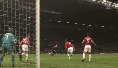 a soccer goalie is diving to catch a ball during a game