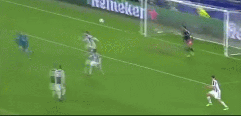 A Soccer Goalie Stands In Front Of A Banner That Says Unicredit On It GIF