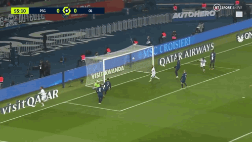 A Soccer Player Celebrates A Goal In Front Of A Msc Cruises Ad GIF