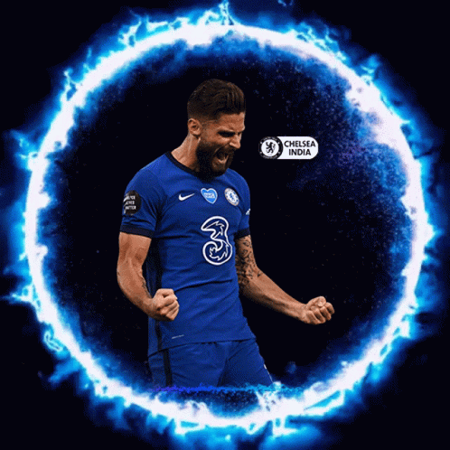 A Soccer Player In A Blue Jersey With The Number 3 On It GIF