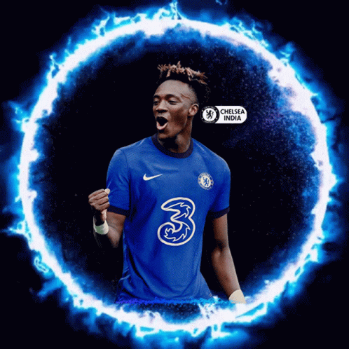A Soccer Player In A Blue Shirt With The Number 3 On It GIF