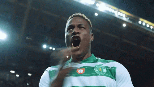 A Soccer Player In A Green And White Jersey With The Word Sporting Club On It GIF