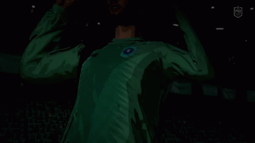 A Soccer Player In A Green Jersey With A Blue Circle On The Front GIF