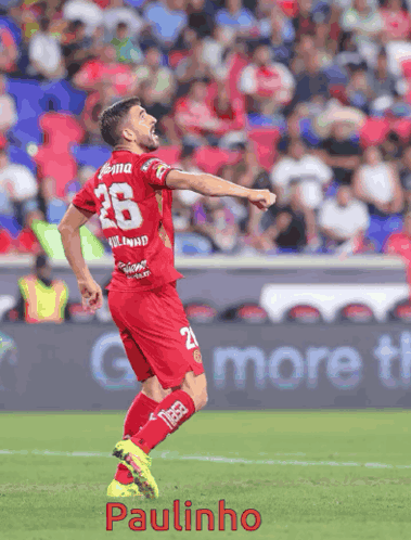 A Soccer Player In A Red Jersey With The Number 28 On It GIF
