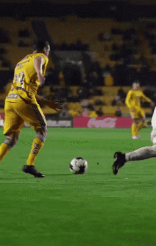 a soccer player in a yellow jersey with the number 23 on it