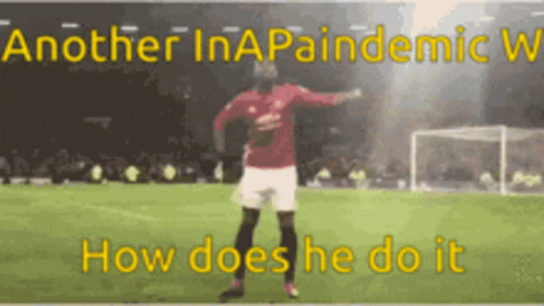 A Soccer Player Is Dancing On A Field With The Words Another In A Pandemic Written Above Him GIF