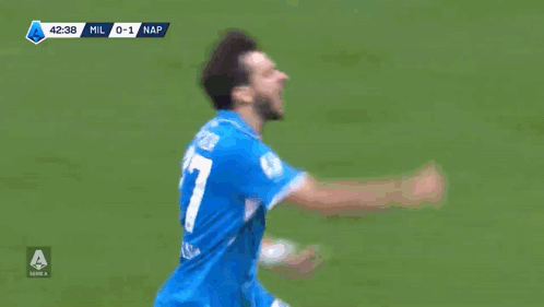 A Soccer Player Is Laying On The Field With The Scoreboard Showing A Goal GIF