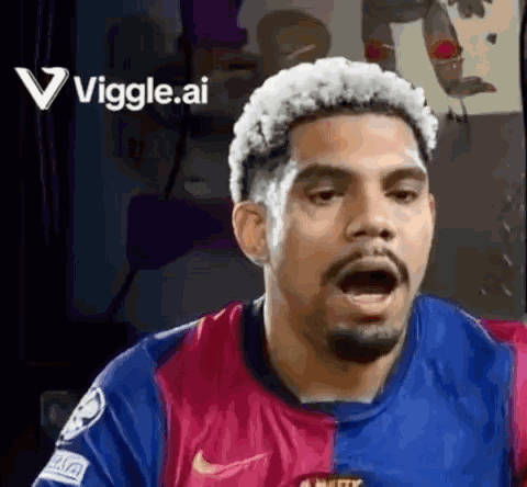A Soccer Player Is Making A Funny Face With His Mouth Open While Wearing A Nike Jersey . GIF