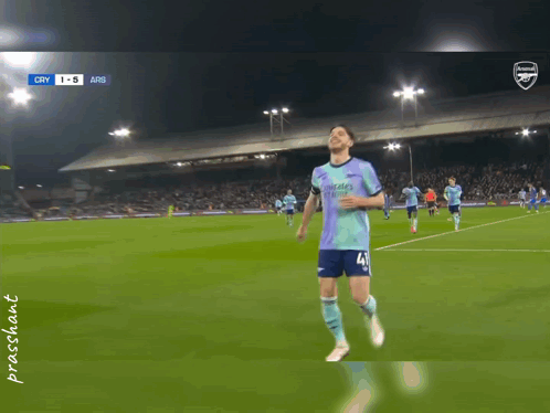 A Soccer Player Is Running On A Field With The Words Night Night Baby Above Him GIF