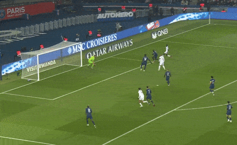 A Soccer Player Is Running On The Field In Front Of A Msc Cruise Sign GIF
