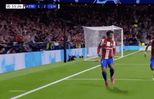 A Soccer Player Is Running Towards The Goal During A Match GIF