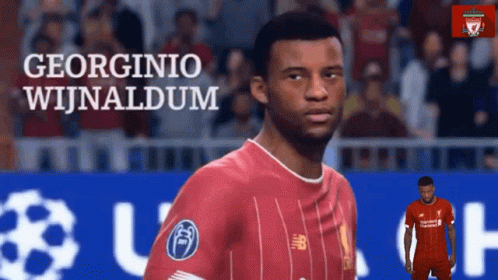 A Soccer Player Named Georginio Wijnaldum Is Standing In Front Of A Crowd GIF
