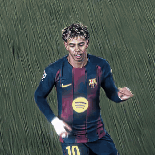 A Soccer Player Named Lamine Yamal Is Wearing A Number 10 Jersey GIF