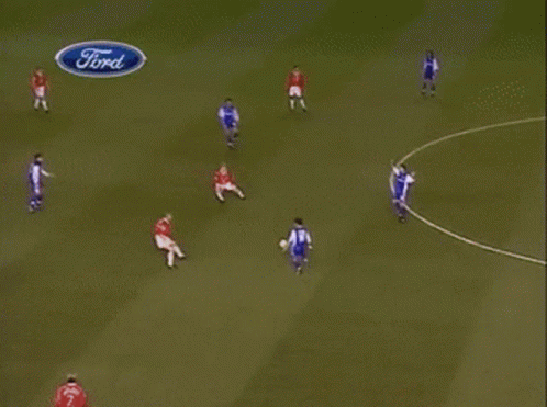 A Soccer Player Wearing A Blue Jersey With The Number 17 On It GIF