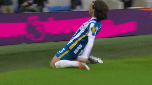 A Soccer Player Wearing A Blue Jersey With The Number 3 GIF