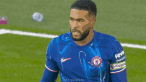 A Soccer Player Wearing A Blue Shirt That Says Fedex GIF