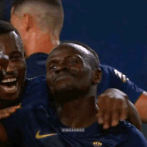 A Soccer Player Wearing A Blue Shirt That Says Himaanbaz GIF
