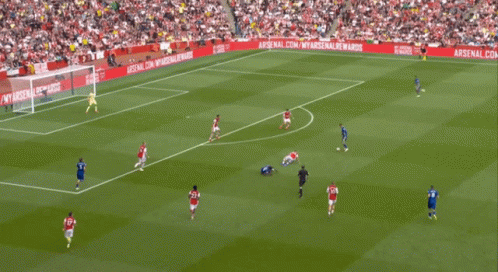 A Soccer Player Wearing A Blue Shirt With The Number 3 On It Is Celebrating On The Field . GIF