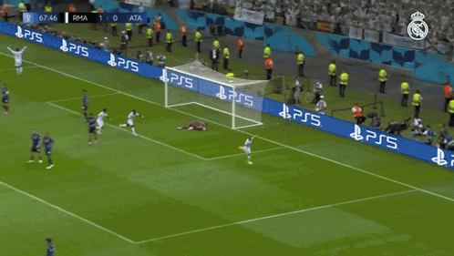 A Soccer Player Wearing A Fly Emirates Shirt Celebrates GIF