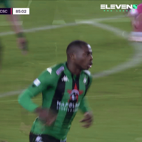 A Soccer Player Wearing A Green Jersey That Says Napoleo Sports & Co. GIF