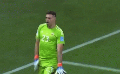A Soccer Player Wearing A Green Jersey With The Number 23 On It Is Standing On A Field . GIF