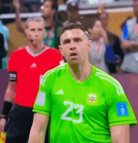 A Soccer Player Wearing A Green Jersey With The Number 23 GIF