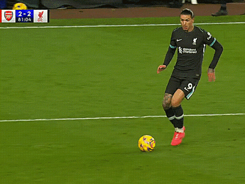 A Soccer Player Wearing A Jersey That Says Standard Chartered Is Kicking The Ball GIF