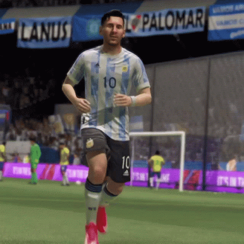 A Soccer Player Wearing A Number 10 Jersey Is Running On The Field GIF