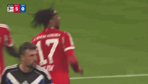 A Soccer Player Wearing A Red Jersey With The Number 17 On The Back GIF