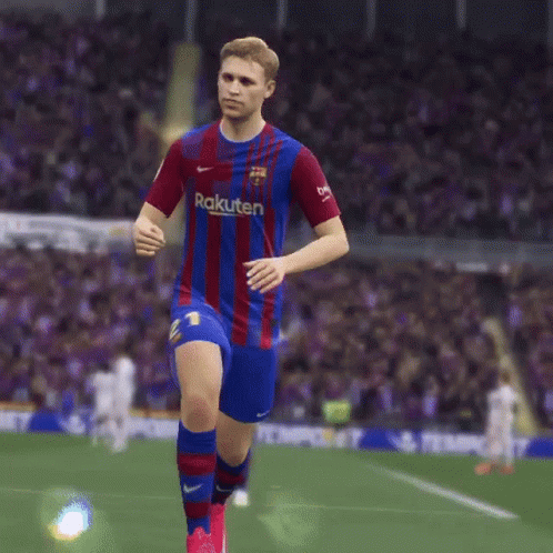 A Soccer Player Wearing A Shirt That Says Rakuten On It GIF