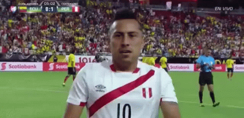 A Soccer Player Wearing A White Jersey With The Number 10 On It Is Standing On A Soccer Field . GIF