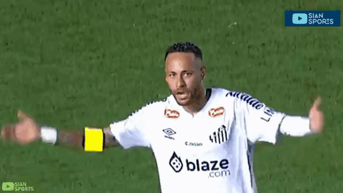 A Soccer Player Wearing A White Shirt With Blaze On It GIF