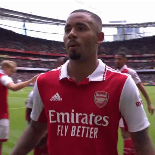 A Soccer Player Wearing An Emirates Fly Better Shirt GIF
