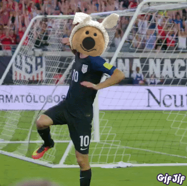 A Soccer Player With A Teddy Bear Head And Number 10 On His Jersey GIF