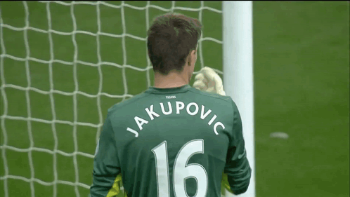 A Soccer Player With The Name Jakupovic On The Back Of His Shirt GIF