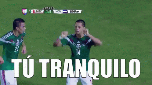 a soccer player with the number 14 on his jersey stands next to another player