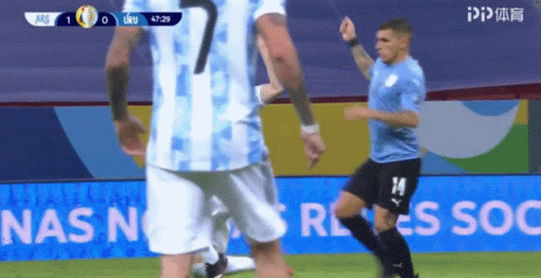 A Soccer Player With The Number 14 On His Shorts Celebrates GIF