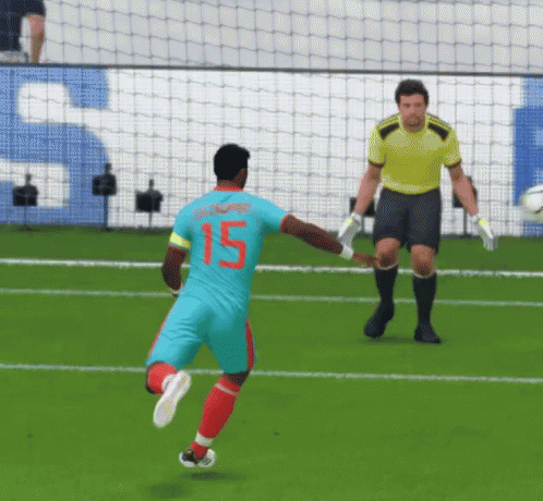 A Soccer Player With The Number 15 On His Jersey Is Kicking The Ball GIF