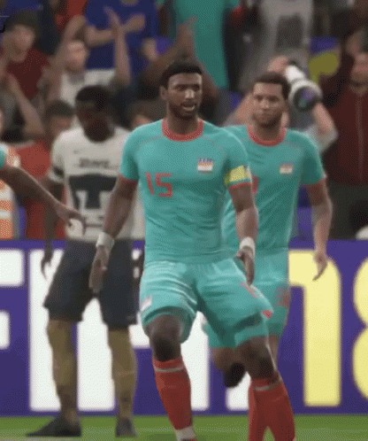 A Soccer Player With The Number 15 On His Shirt Is Running On The Field GIF