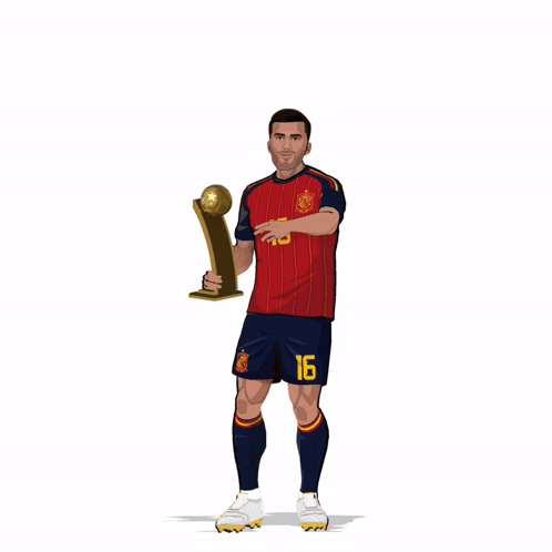 A Soccer Player With The Number 16 On His Jersey Holding A Trophy GIF